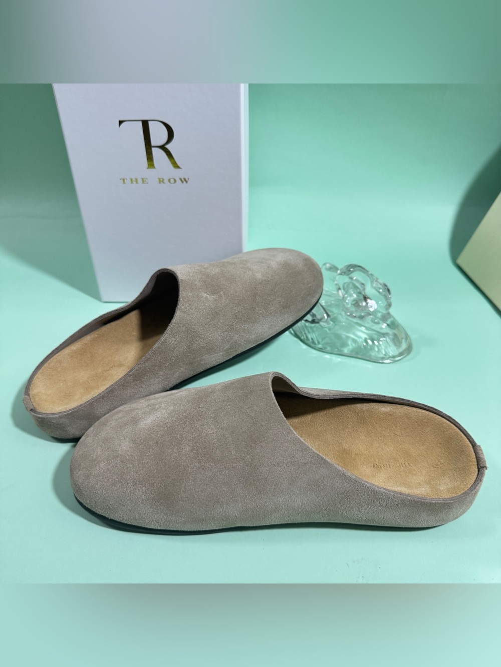 The Row Taupe Suede Slip-On Mule Slides - Women
